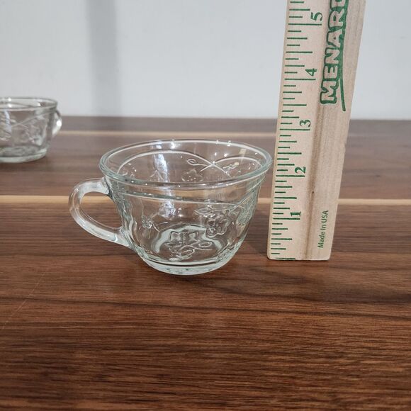 Savannah Vintage Anchor Hocking Flower Clear Glass Punch Tea Cups Mugs Set Of 6 - Picture 7 of 7